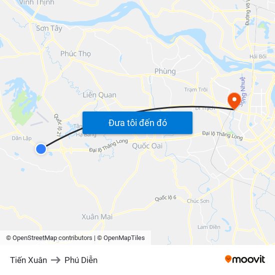 Tiến Xuân to Phú Diễn map