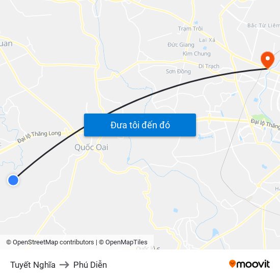 Tuyết Nghĩa to Phú Diễn map