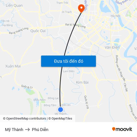 Mỹ Thành to Phú Diễn map