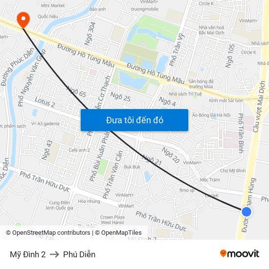 Mỹ Đình 2 to Phú Diễn map