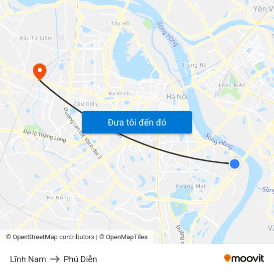 Lĩnh Nam to Phú Diễn map