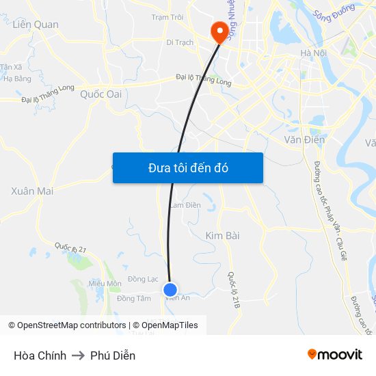 Hòa Chính to Phú Diễn map