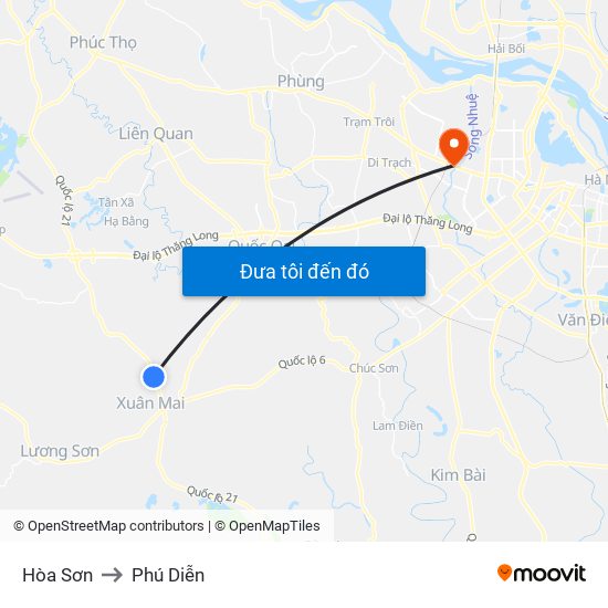 Hòa Sơn to Phú Diễn map