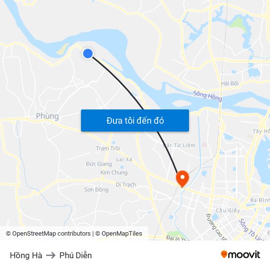 Hồng Hà to Phú Diễn map