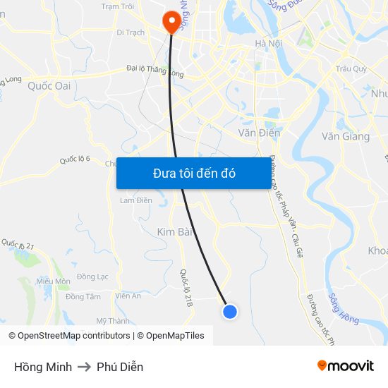 Hồng Minh to Phú Diễn map