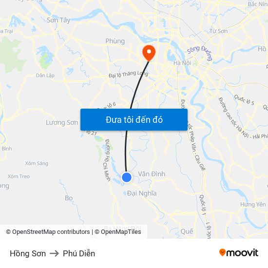 Hồng Sơn to Phú Diễn map