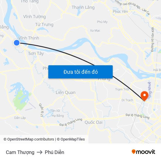 Cam Thượng to Phú Diễn map