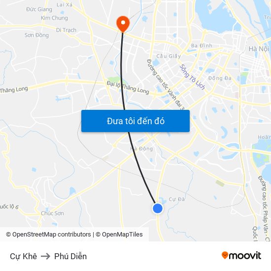 Cự Khê to Phú Diễn map