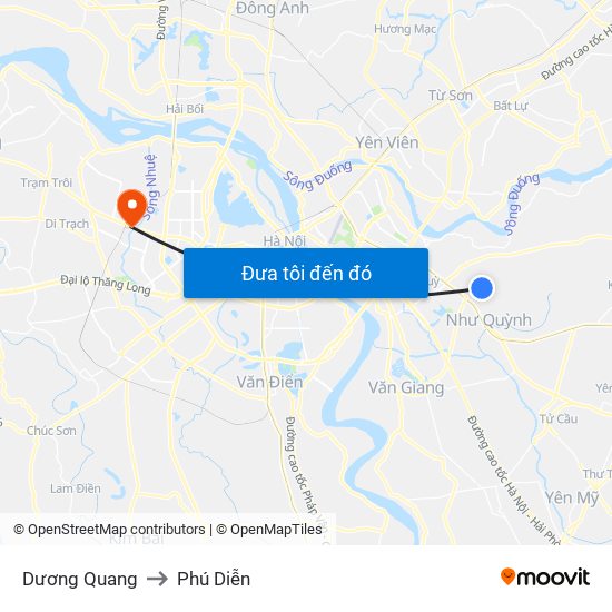Dương Quang to Phú Diễn map