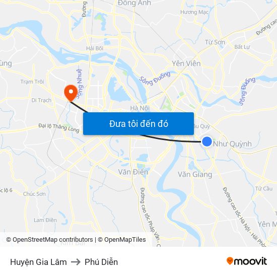 Huyện Gia Lâm to Phú Diễn map