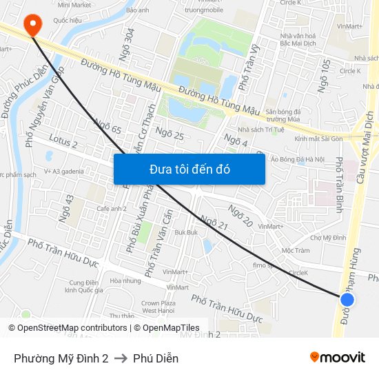 Phường Mỹ Đình 2 to Phú Diễn map