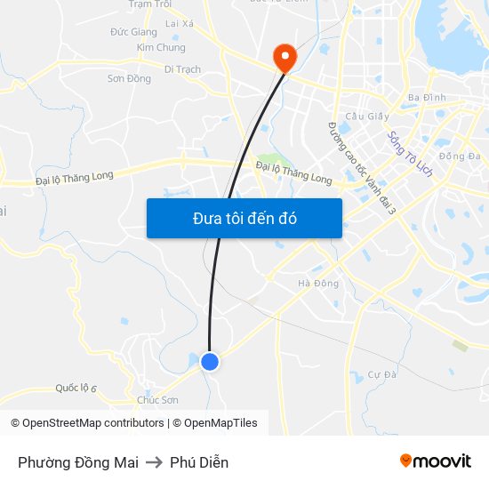 Phường Đồng Mai to Phú Diễn map