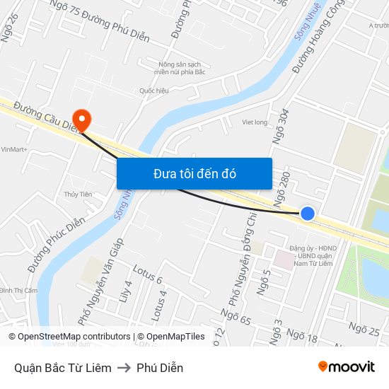 Quận Bắc Từ Liêm to Phú Diễn map