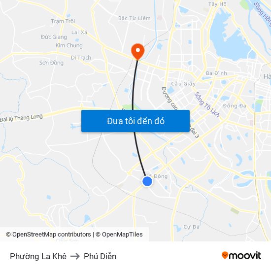 Phường La Khê to Phú Diễn map
