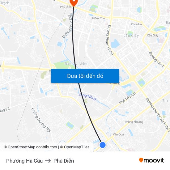 Phường Hà Cầu to Phú Diễn map