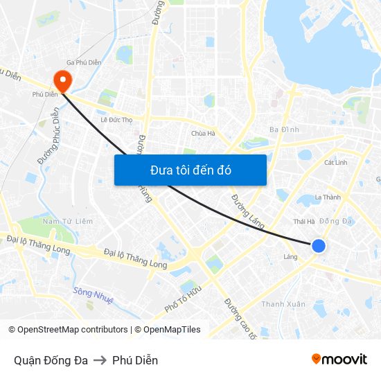 Quận Đống Đa to Phú Diễn map