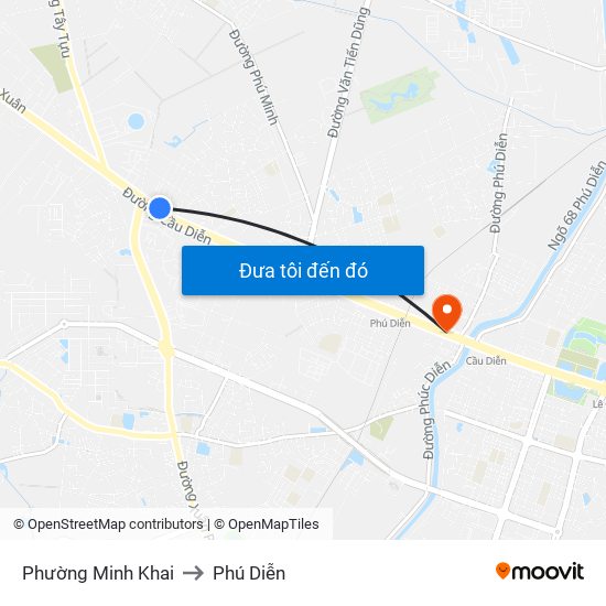 Phường Minh Khai to Phú Diễn map