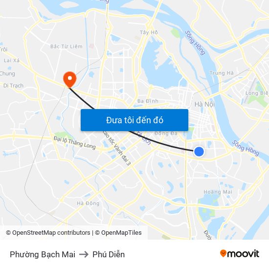 Phường Bạch Mai to Phú Diễn map