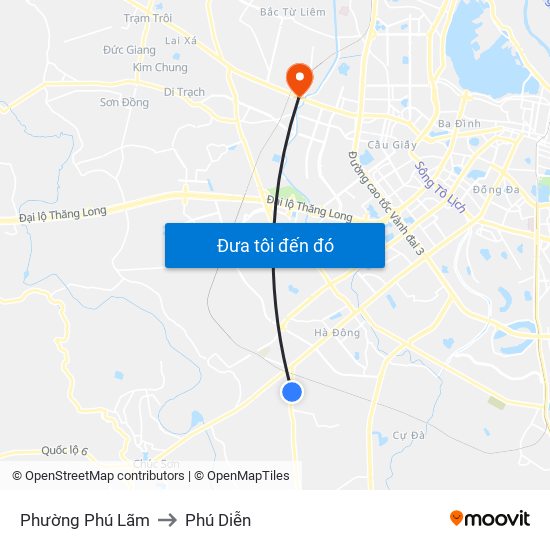 Phường Phú Lãm to Phú Diễn map