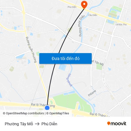 Phường Tây Mỗ to Phú Diễn map