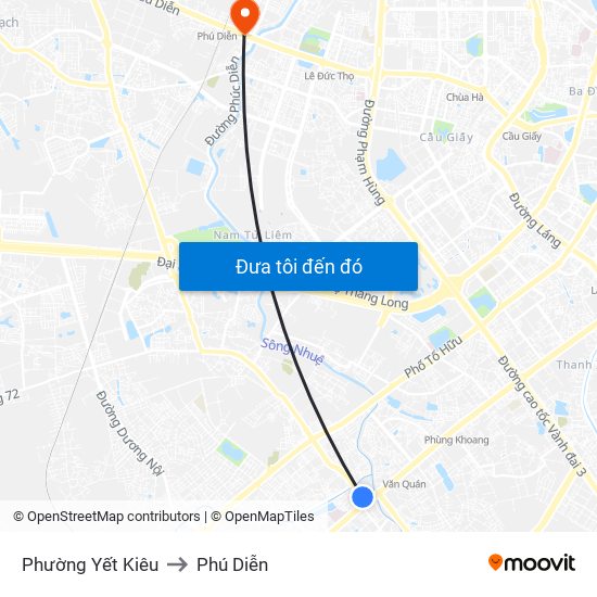 Phường Yết Kiêu to Phú Diễn map