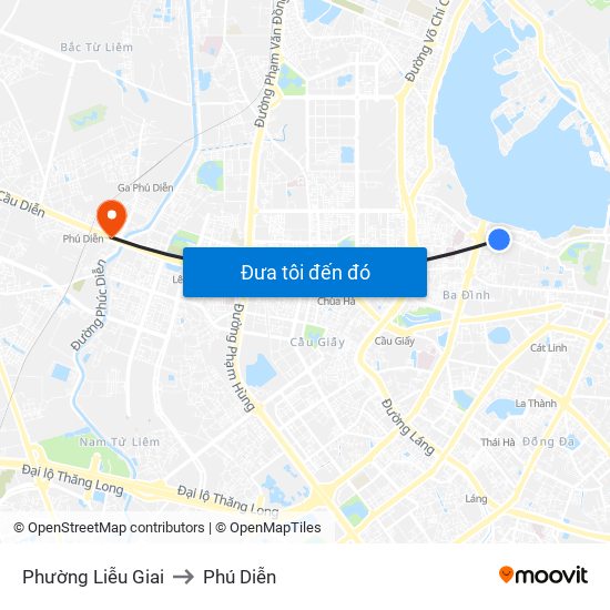 Phường Liễu Giai to Phú Diễn map