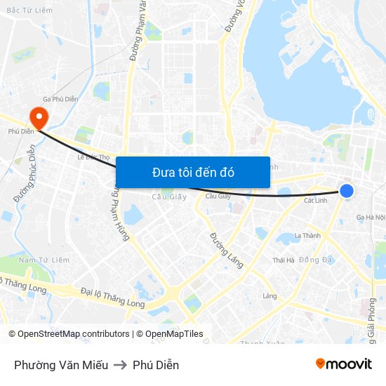 Phường Văn Miếu to Phú Diễn map