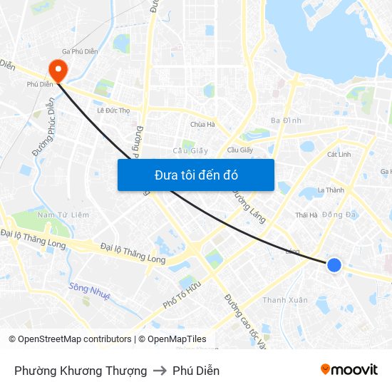 Phường Khương Thượng to Phú Diễn map