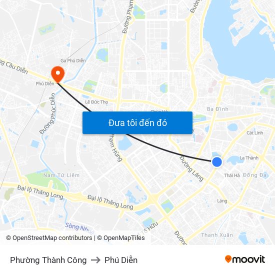 Phường Thành Công to Phú Diễn map