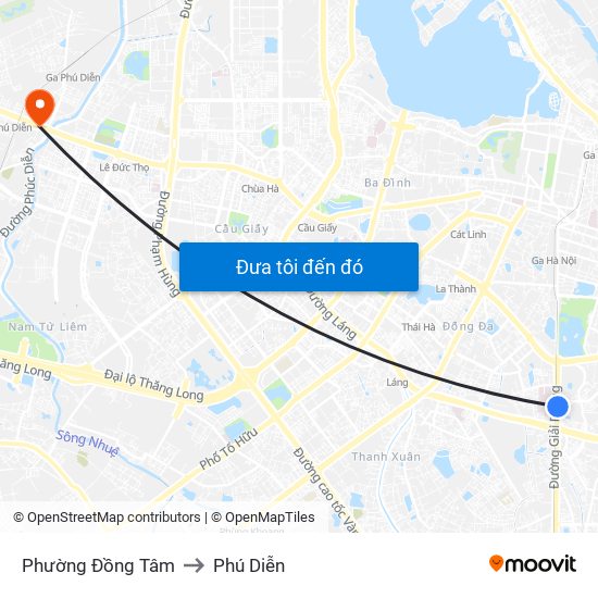 Phường Đồng Tâm to Phú Diễn map