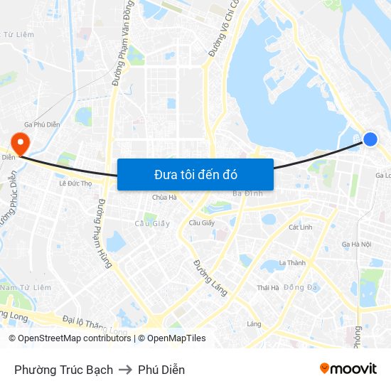 Phường Trúc Bạch to Phú Diễn map