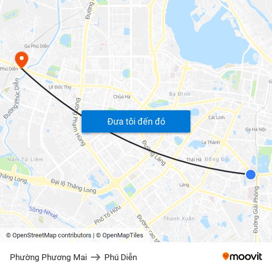 Phường Phương Mai to Phú Diễn map