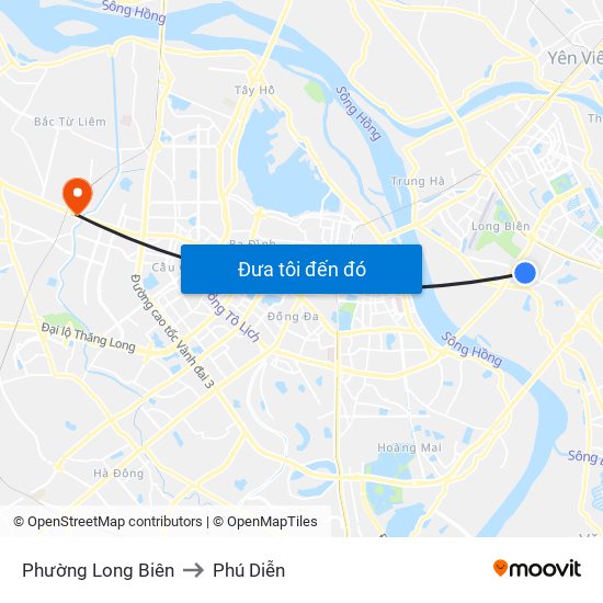 Phường Long Biên to Phú Diễn map