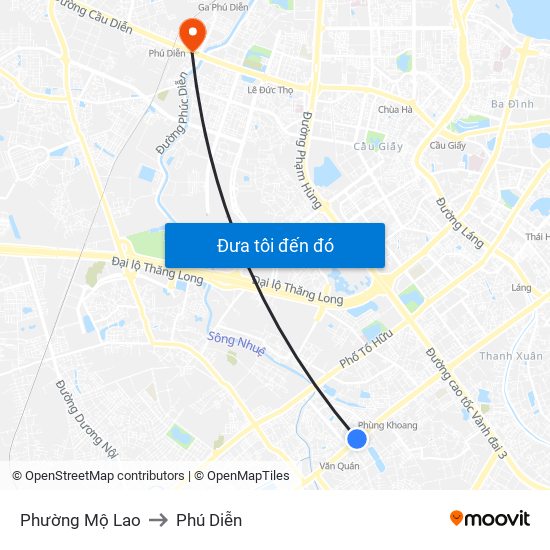 Phường Mộ Lao to Phú Diễn map