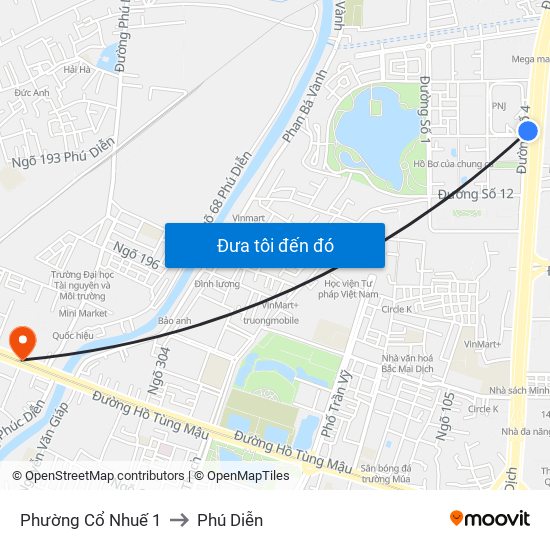 Phường Cổ Nhuế 1 to Phú Diễn map