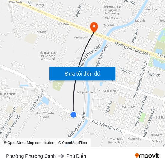 Phường Phương Canh to Phú Diễn map