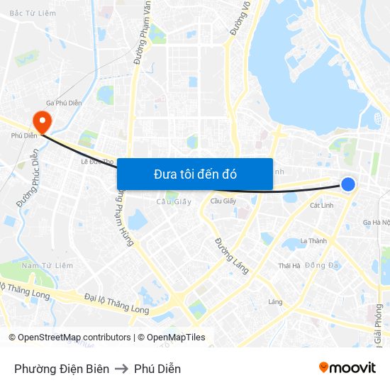 Phường Điện Biên to Phú Diễn map