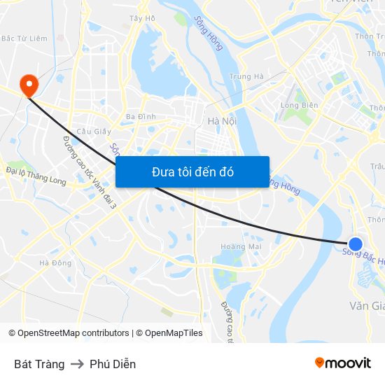 Bát Tràng to Phú Diễn map