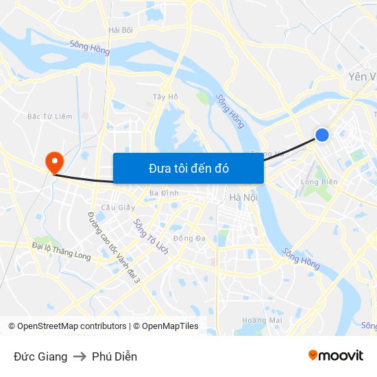Đức Giang to Phú Diễn map