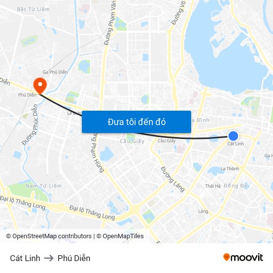 Cát Linh to Phú Diễn map