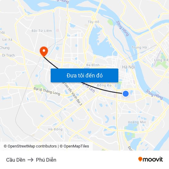 Cầu Dền to Phú Diễn map