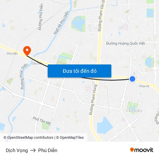 Dịch Vọng to Phú Diễn map