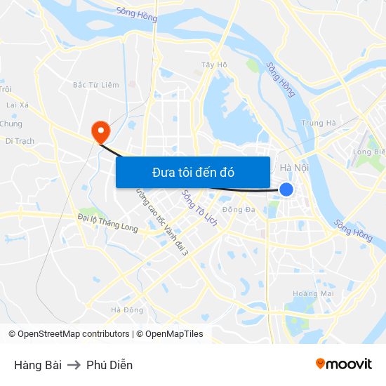Hàng Bài to Phú Diễn map