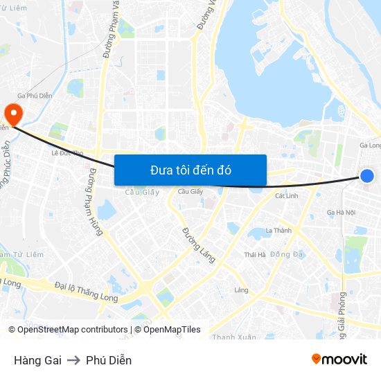 Hàng Gai to Phú Diễn map