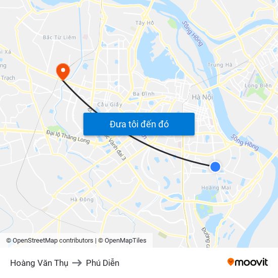 Hoàng Văn Thụ to Phú Diễn map