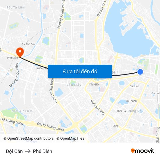 Đội Cấn to Phú Diễn map