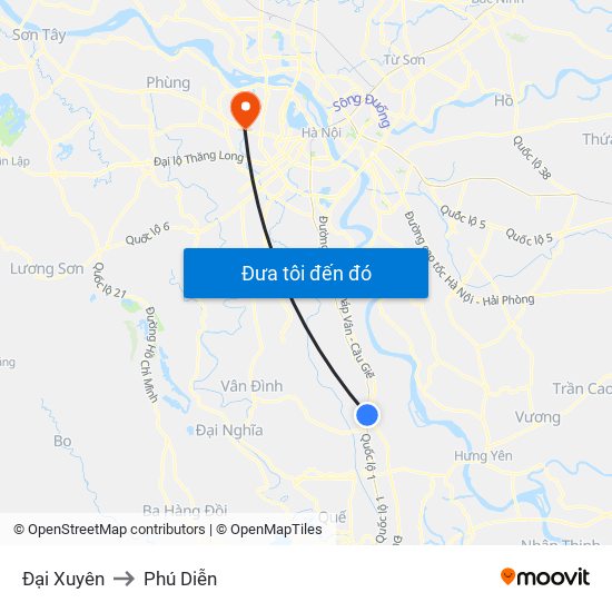 Đại Xuyên to Phú Diễn map