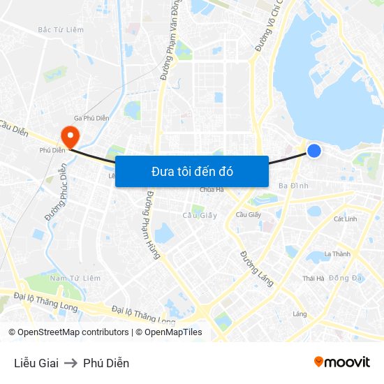 Liễu Giai to Phú Diễn map