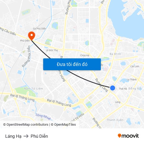 Láng Hạ to Phú Diễn map