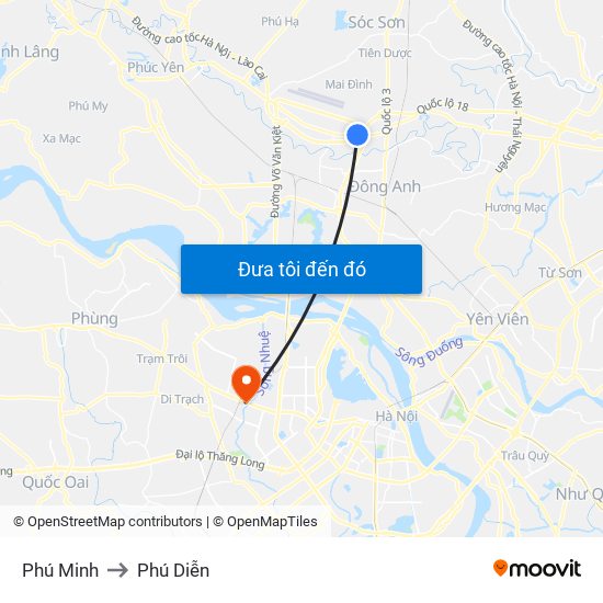 Phú Minh to Phú Diễn map